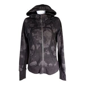 Lululemon Hoodie 6 Womens Black/Grey Scuba Jacket Cotton Hooded Regular Zip Full